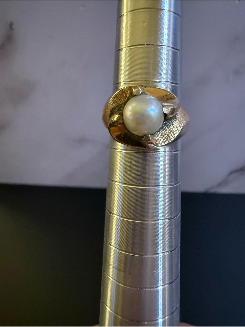 Vintage 10K Gold-Filled Cultured Pearl Cocktail Ring
